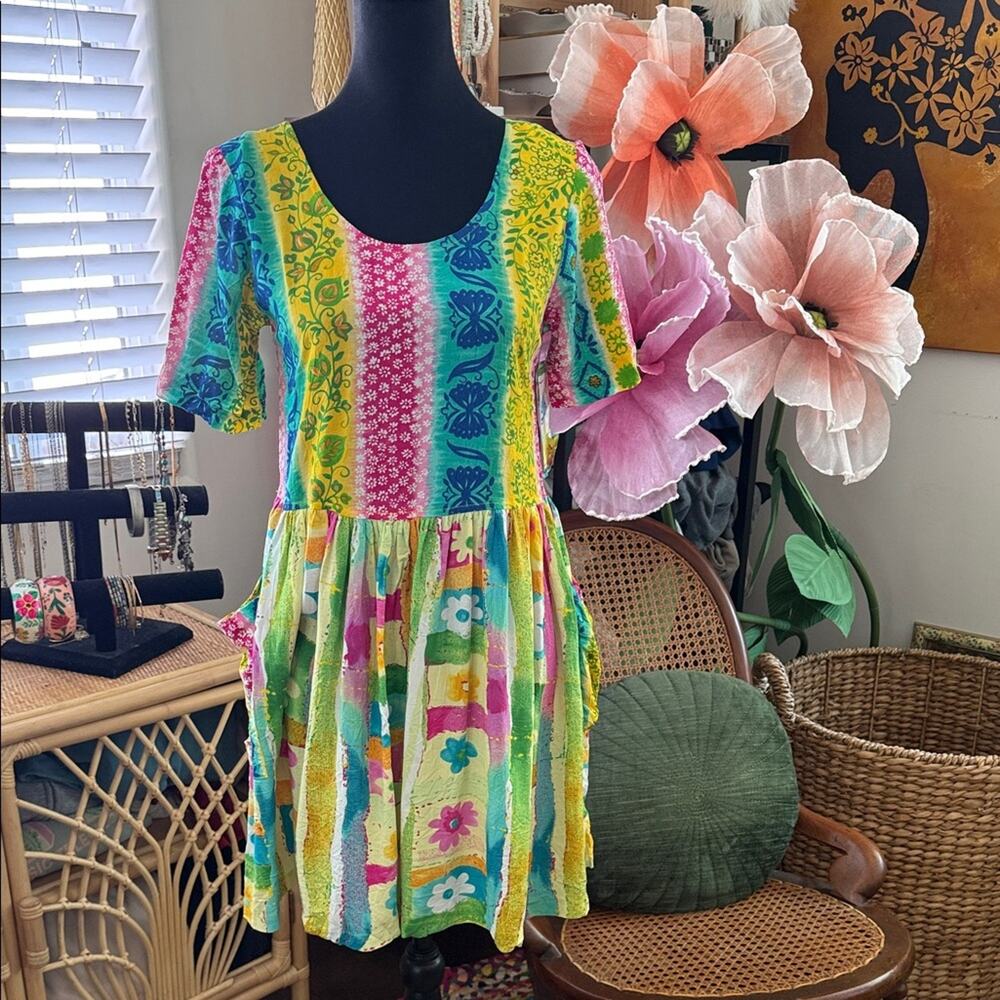 NWT Vintage 80s/90s Jams World Hattie Lacy Jungle Splash Hawaiian Mini Dress